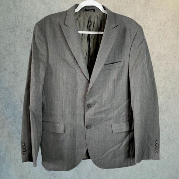 Egara Blazer 100% Wool Mens Size 42 R Gray Slim Fit 2 Button Sporty Suit Jacket - Picture 1 of 15